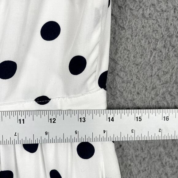 J Crew Dress Womens 6 White Black Polka Dot Faux Wrap Mini Cap Sleeve Ruffle - Picture 9 of 10